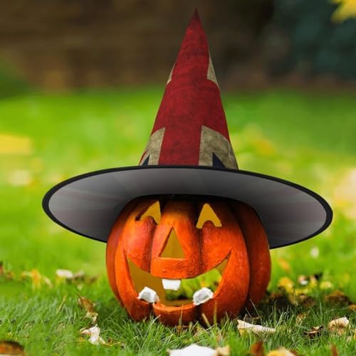 British Flag Print Witch Hat for Halloween and Carnival Parties
