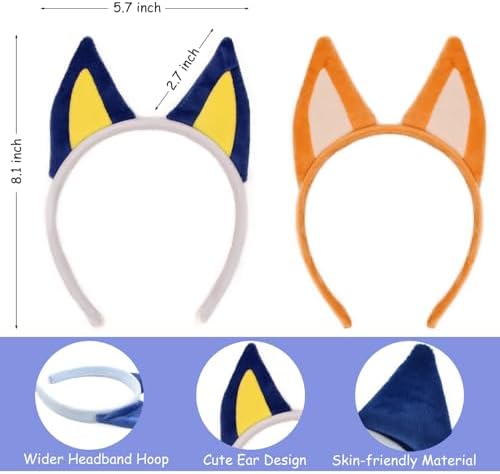 HODRME 8 Piece Dog Ears Headband and Eyebrows Set