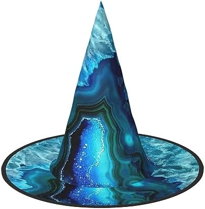 Bright Aqua Blue Print Witch Hat for Halloween Parties and Cosplay