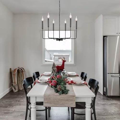 ALISADABOY Black Chandelier 6 Light Farmhouse Pendant Lighting