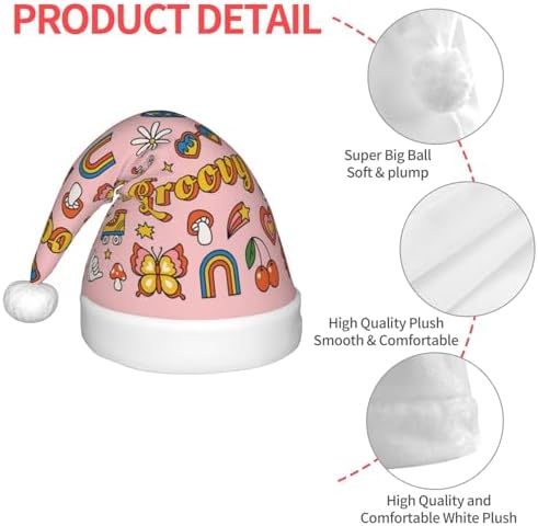 Retro 70s Hippie Santa Hat for Kids Baby Christmas Headwear