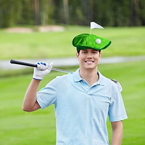 Funny Novelty Golfer Beret Hat with Golf Ball Flag