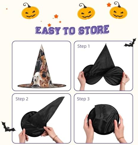 Many Dogs Print Halloween Witch Hat for Parties and Cosplay