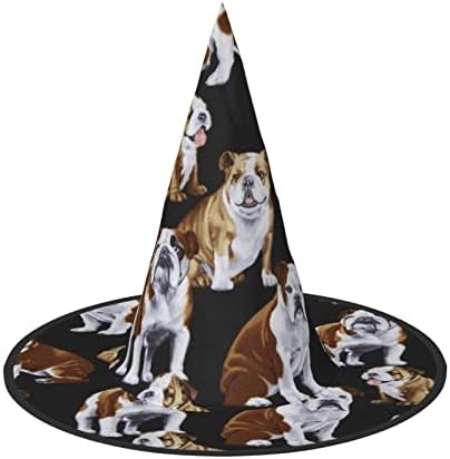 Jbyjbx English Bulldogs Print Witch Hat for Halloween Parties