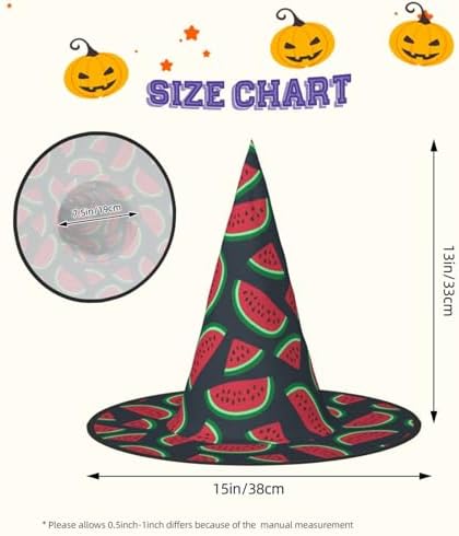 Red Watermelon Print Witch Hat for Halloween and Parties