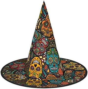 JBYJBX Sugar Skulls Print Halloween Witch Hat