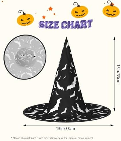 Halloween Flying Bats Print Witch Hat for Parties and Costume