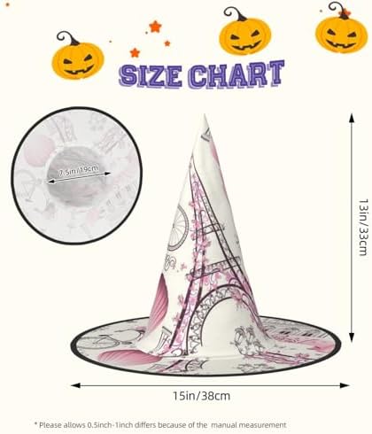 Paris Tower Flower Print Witch Costume Hat