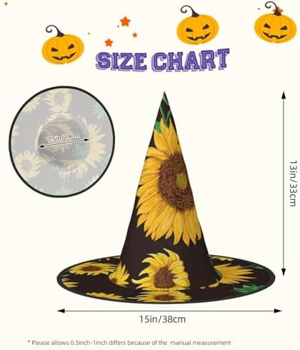 Beautiful Sunflower Print Witch Hat for Halloween and Parties