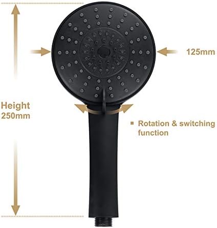 Uwerfm Black Handheld Shower Head with 3 Spray Modes