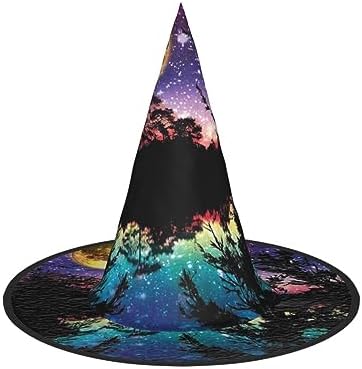 Night Sky With Trees Print Witch Hat for Halloween Parties