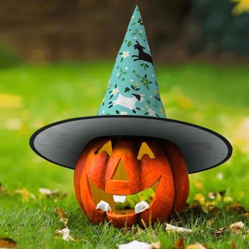 Jbyjbx Goat Frolic Print Witch Hat for Halloween Parties