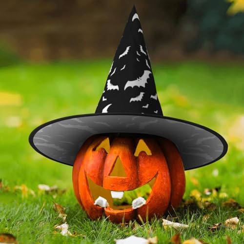 Halloween Flying Bats Print Witch Hat for Parties and Costume