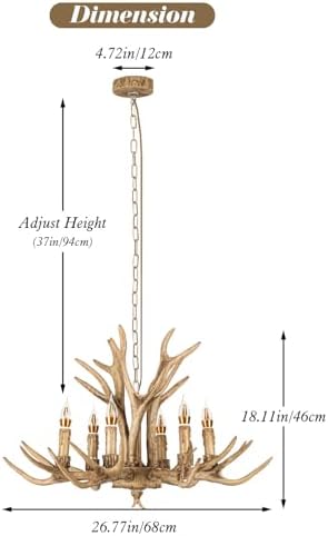 CASENKE 6 Light Deer Horn Pendant Chandelier