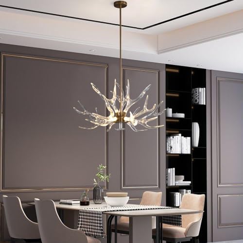 LOVEDIMA Resin Antler Chandelier 9 Light Gold