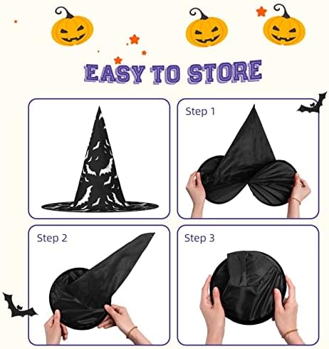 Halloween Flying Bats Print Witch Hat for Parties and Costume