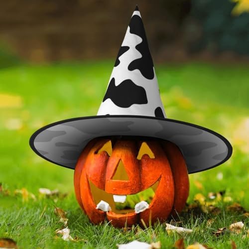 Jbyjbx Foldable Cow Print Witch Hat