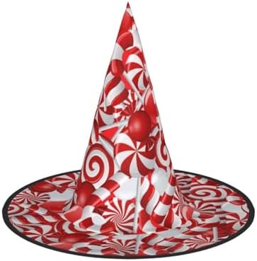 Candy Canes Print Witch Party Hat for Halloween and Carnival