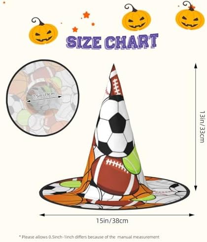 Stylish Foldable Sports Ball Print Witch Hat for Parties