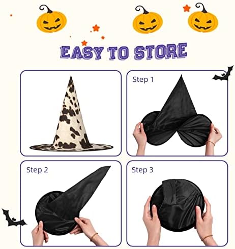 Brown Cowhide Print Halloween Witch Hat For Parties And Cosplay