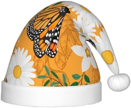 White Floral and Butterfly Santa Hat for Kids