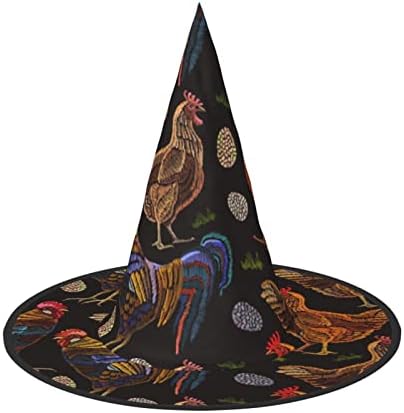 Unique Foldable Chicken Print Halloween Witch Hat for Parties and Costumes