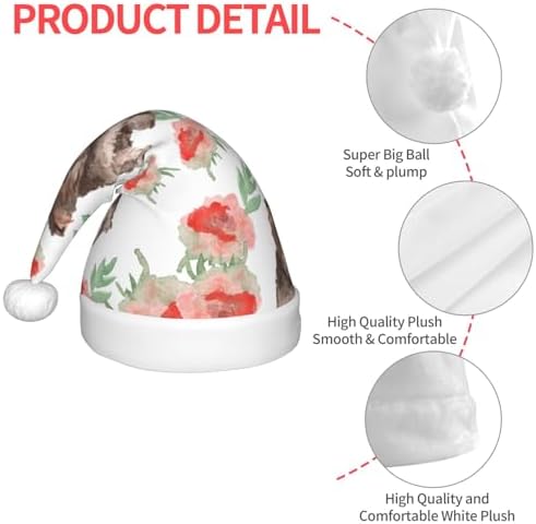 Salelf Puppies and Flowers Santa Hat for Kids