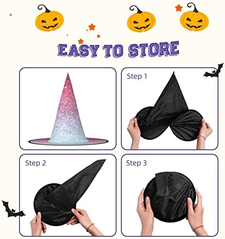 Foldable Blue Red Purple Witch Hat for Halloween Parties