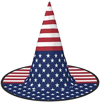 American Flag Stars Stripes Halloween Witch Hat for Parties and Cosplay
