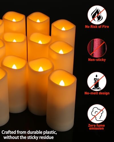 Enido 12 Piece Flameless LED Candles with Remote and Timer