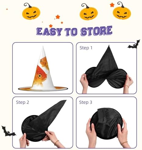 Cute Fish Print Witch Hat for Halloween Parties