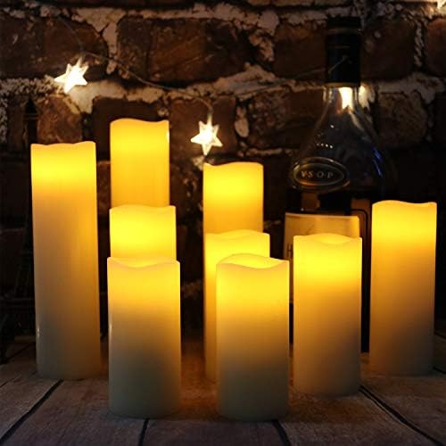 Antizer Flameless Candles Led Pack of 9 Ivory Real Wax