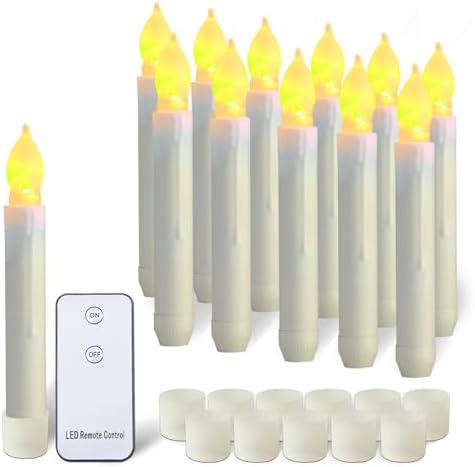 Amagic 12pcs Remote Controlled Flameless Taper Candles