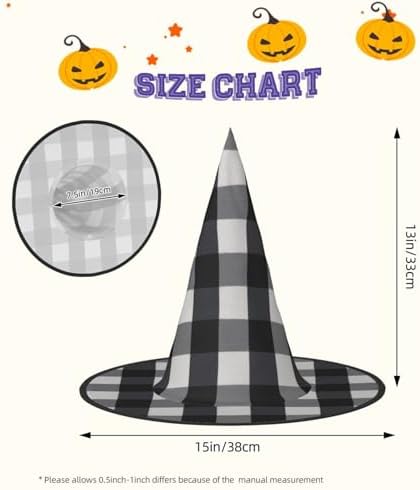 Black And White Plaid Witch Party Hat Costume Decor