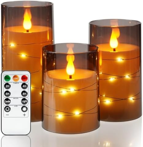 Amagic Flameless Candles With Remote and Fairy Lights