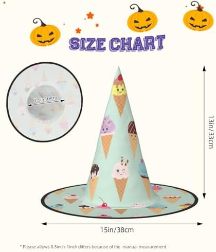 Jbyjbx Ice Cream Cone Carnival Halloween Witch Hat