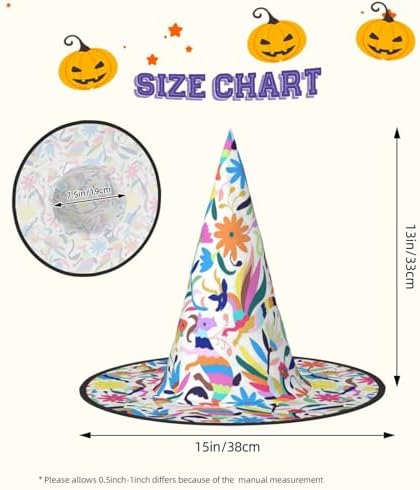 Mexican Otomi Animals Print Witch Hat for Halloween and Parties
