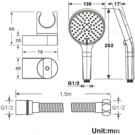 Handheld Shower Head Set with 3 Functions
