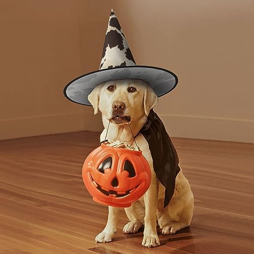 Foldable Cow Fur Print Halloween Witch Hat for Parties
