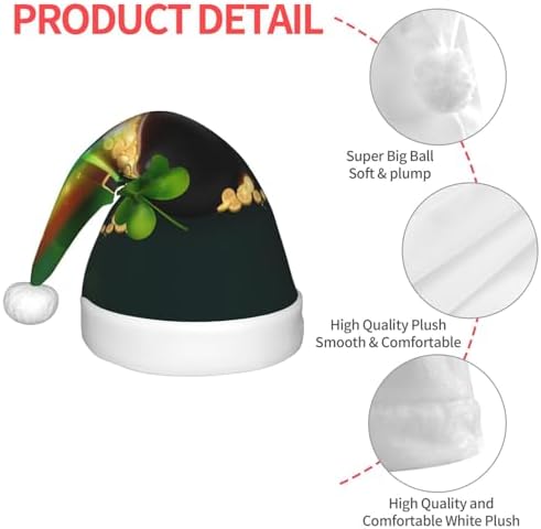 St Patrick Day Santa Hat for Kids Baby Plush Christmas Party Headwear
