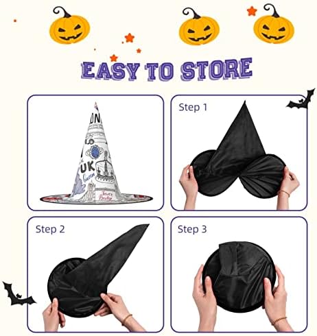 I Love London Print Witch Hat for Halloween Parties