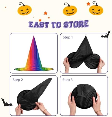 Rainbow Striped Witch Hat for Halloween Parties