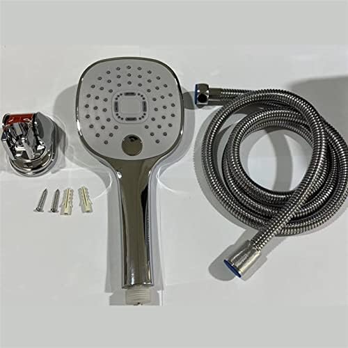 High Pressure Chrome Showerhead with Hose Bracket and Water-Saving Features