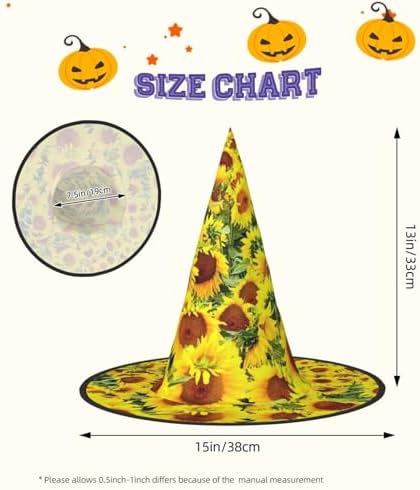 Sunflowers Print Witch Hat for Halloween Parties