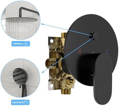 RAGGZZ Modern Shower Set with 5 Settings Handheld and 10 Rain Shower Head