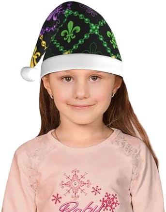 Salelf Mardi Gras Geometric Santa Hat for Kids