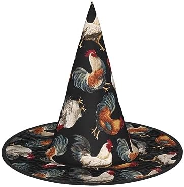 French Roosters Print Witch Hat for Halloween and Parties