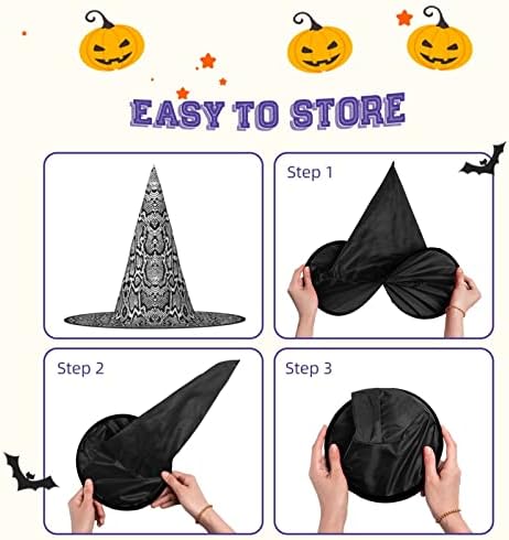 Foldable Black White Snake Skin Print Witch Hat