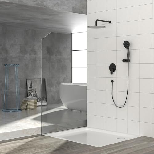 RAGGZZ Modern Shower Set with 5 Settings Handheld and 10 Rain Shower Head