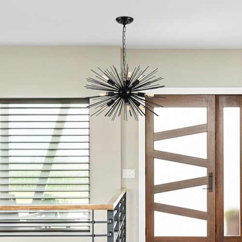 ZIRALIO 24 Inch Black Sputnik 9-Light Chandelier